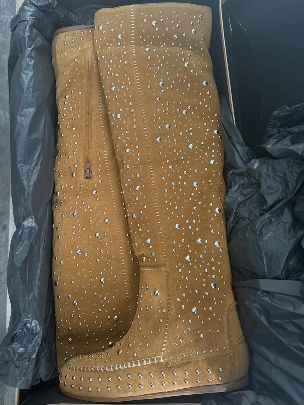 $1198 Zadig & Voltaire Santa Dream Studs High Boots Size 39 NEW